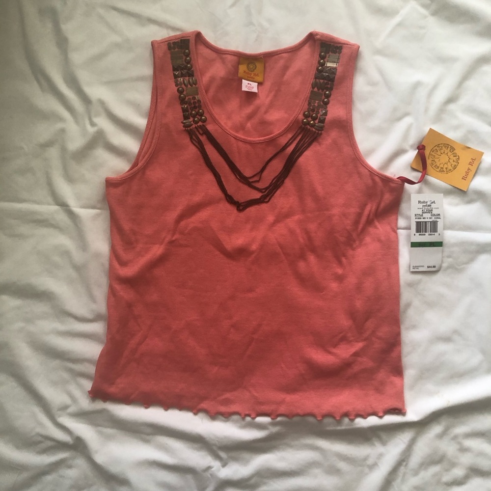 NWT RUBY RD CORAL STUDDED TANK